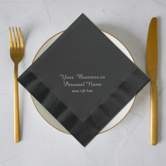 serviettes noires personnalisées avec feuille