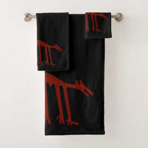 Serviettes rouges avec animaux anciens