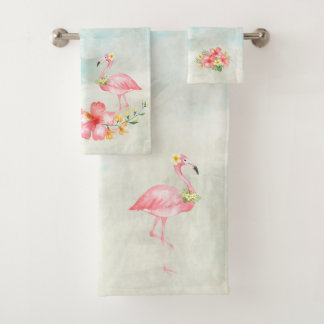 Serviettes tropicales de Bath de Flamant rose de