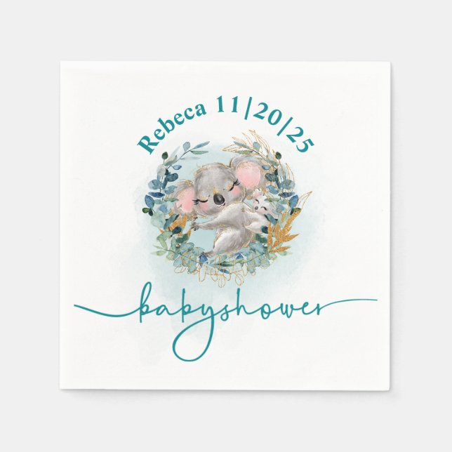 Servilleta de papel Baby Shower "Baby Koala" Serviette (Vorderseite)