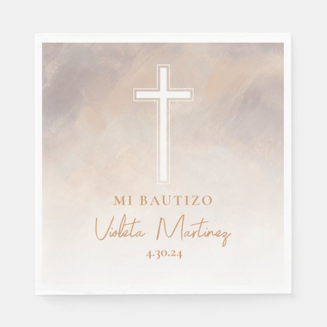 Servilletas Mi Bautizo Morada Spanien Napkins Serviette (Vorderseite)