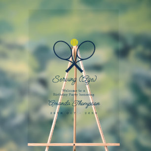 Serving (Alter) Tennis Geburtstagsfeier Willkommen Acrylschild