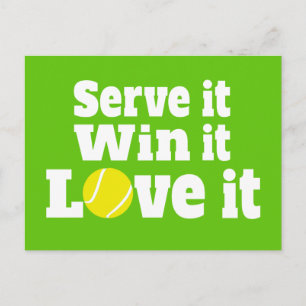 servir, gagner, aimer tennis sports carte postale