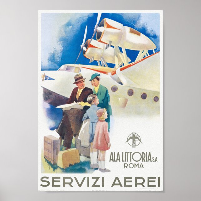 Servizi Aerei Ala Littoria Vintage Poster 1937 (Vorne)