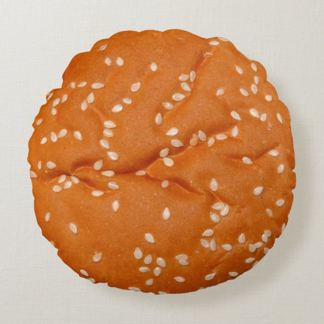 Sesam-Samen-Brötchen-Kissen Rundes Kissen (Vorderseite)