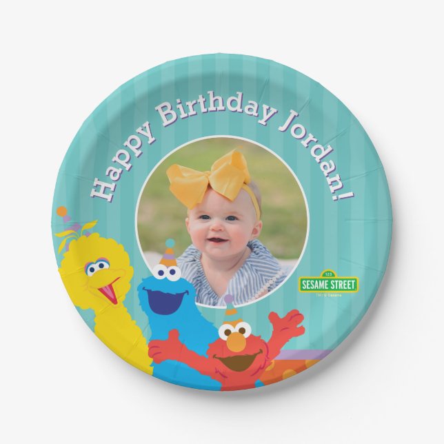 Sesame Pals Birthday Pattern Pappteller (Vorderseite)
