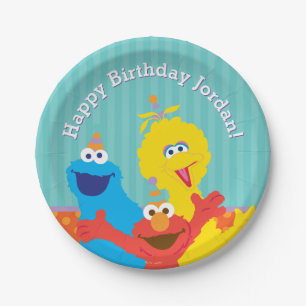 Sesame Pals Birthday Pattern Pappteller