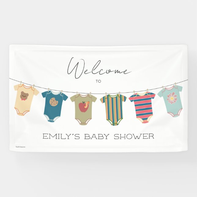 Sesame Pals Bodysuits Baby Dusche Empfang Banner (Horizontal)