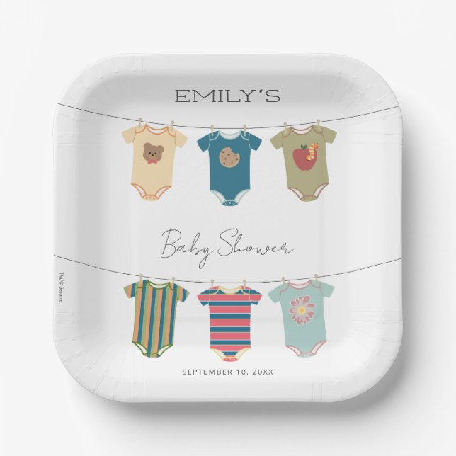 Sesame Pals Bodysuits Baby Shower Pappteller (Vorderseite)