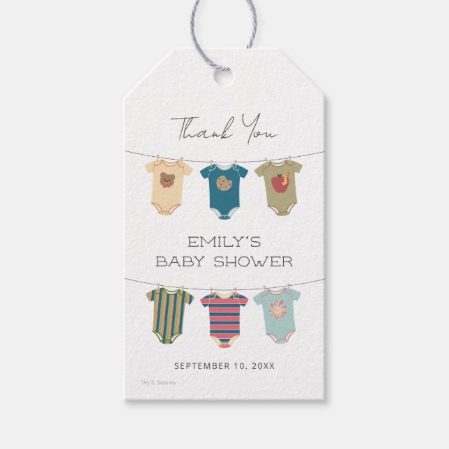 Sesame Pals Bodysuits Kinderdusche Danke Geschenkanhänger (Vorderseite)