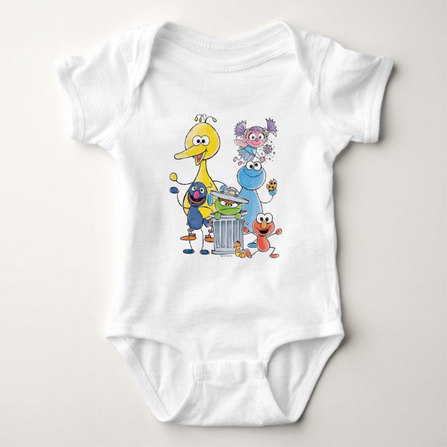 Sesame Pals Doodley Graphic Baby Strampler (Vorderseite)