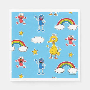 Sesame Pals Rainbow Doodley Pattern Serviette
