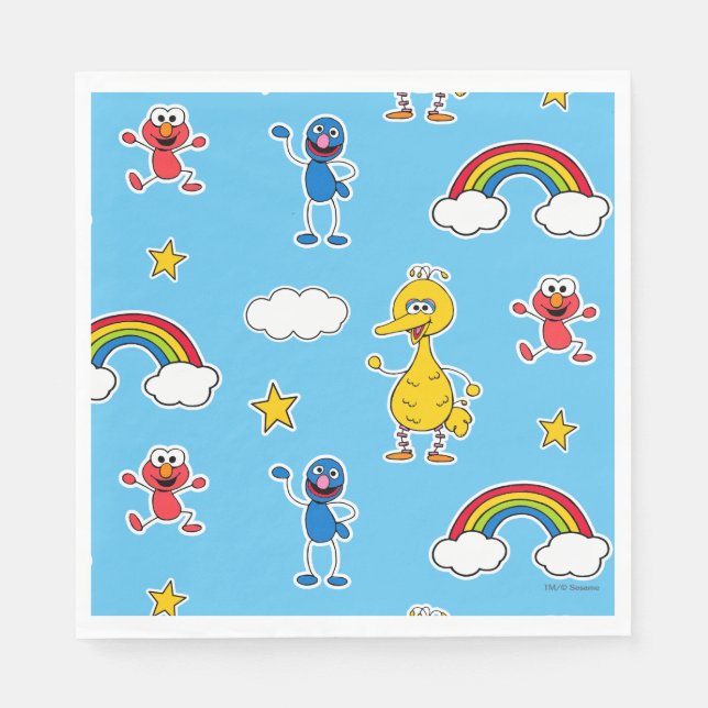 Sesame Pals Rainbow Doodley Pattern Serviette (Vorderseite)