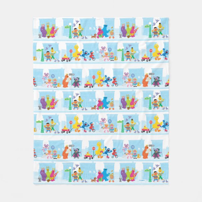 Sesame Pals Spaziergang entlang der Sesamstraße Mu Fleecedecke (Vorderseite)