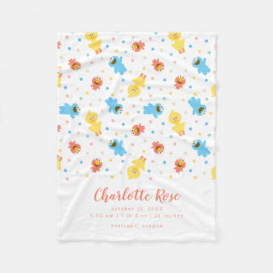 Sesame Pals White Polka Dot Birth Stats Fleecedecke