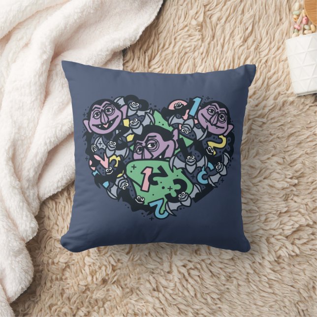 Sesame Sesame | Count von Count Doodle Heart Kissen (Decke)