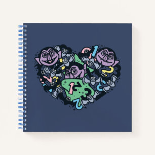 Sesame Sesame Count von Count Doodle Heart Notizbuch