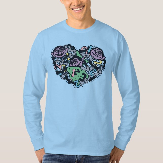 Sesame Sesame | Count von Count Doodle Heart T-Shirt (Vorderseite)