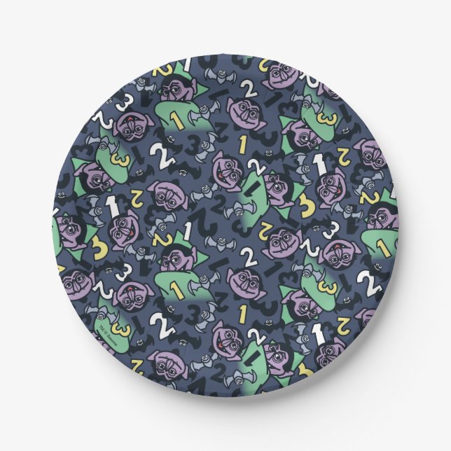 Sesame Sesame | Count von Count Doodle Pattern Pappteller (Vorderseite)