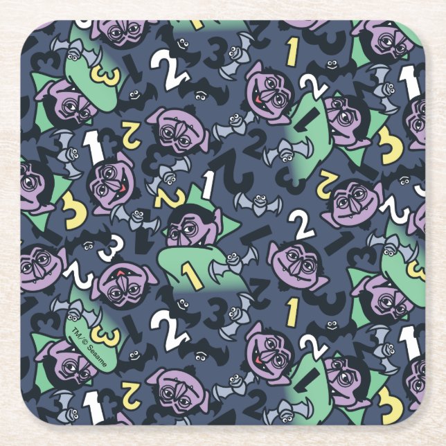 Sesame Sesame | Count von Count Doodle Pattern Rechteckiger Pappuntersetzer (Vorderseite)
