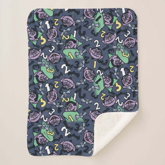 Sesame Sesame | Count von Count Doodle Pattern Sherpadecke (Vorderseite)