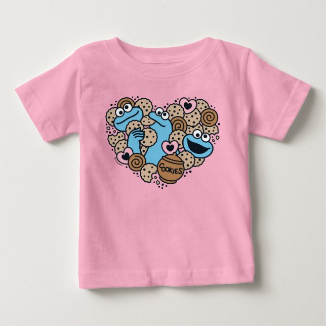 Sesame Sesame | Krümelmonster-Doodle-Herz Baby T-shirt (Vorderseite)