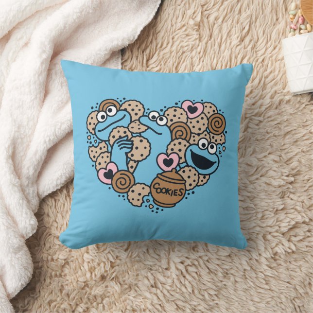 Sesame Sesame | Krümelmonster-Doodle-Herz Kissen (Decke)