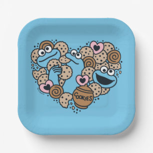 Sesame Sesame   Krümelmonster-Doodle-Herz Pappteller