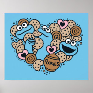Sesame Sesame   Krümelmonster-Doodle-Herz Poster