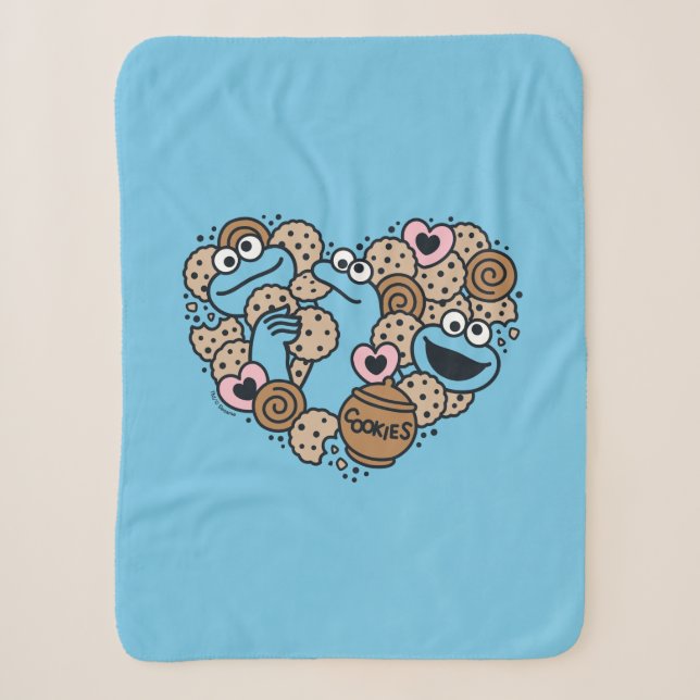 Sesame Sesame | Krümelmonster-Doodle-Herz Sherpadecke (Vorderseite)