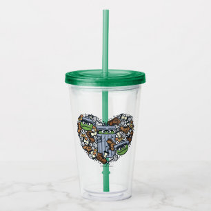 Sesame Sesame Oscar the Grouch Doodle Heart Acryltrinkbecher