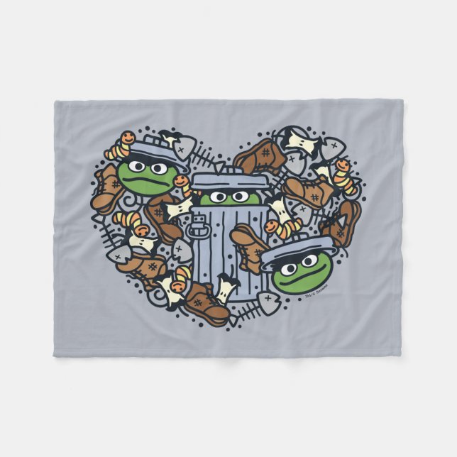 Sesame Sesame | Oscar the Grouch Doodle Heart Fleecedecke (Vorderseite (Horizontal))
