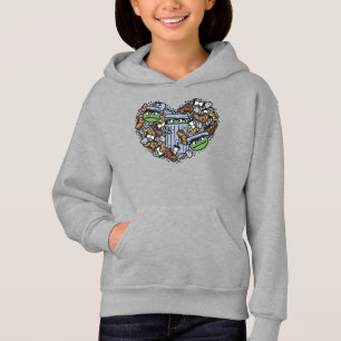 Sesame Sesame   Oscar the Grouch Doodle Heart Hoodie