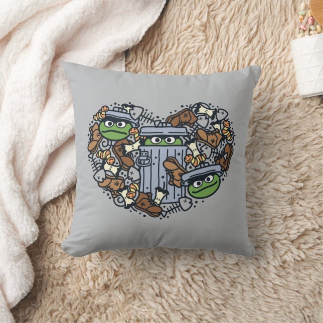 Sesame Sesame | Oscar the Grouch Doodle Heart Kissen (Decke)