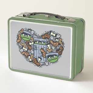 Sesame Sesame Oscar the Grouch Doodle Heart Metall Brotdose