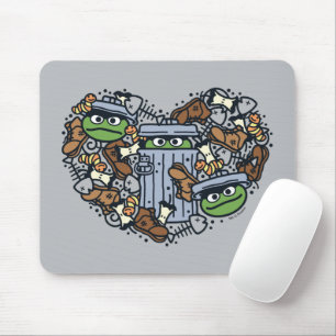 Sesame Sesame   Oscar the Grouch Doodle Heart Mousepad