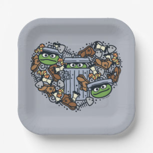 Sesame Sesame   Oscar the Grouch Doodle Heart Pappteller