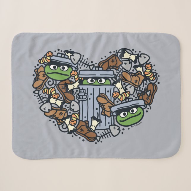 Sesame Sesame | Oscar the Grouch Doodle Heart Sherpadecke (Vorderseite (Horizontal))