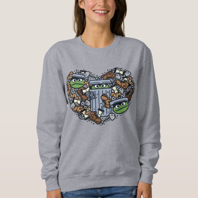 Sesame Sesame | Oscar the Grouch Doodle Heart Sweatshirt (Vorderseite)