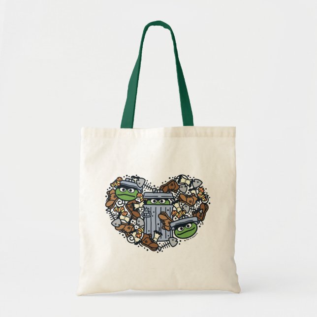 Sesame Sesame | Oscar the Grouch Doodle Heart Tragetasche (Vorne)
