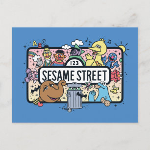 Sesame Sesame Sesame Freunde Doodle-Schild Postkarte