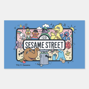 Sesame Sesame Sesame Pals Doodle Sign Rechteckiger Aufkleber