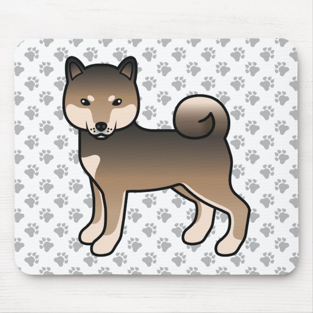 Sesame Shiba Inu Cartoon Dog & Paws Mousepad (Vorne)