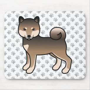 Sesame-Shiba-Inu-Cartoon-Hund & Pfoten Mousepad
