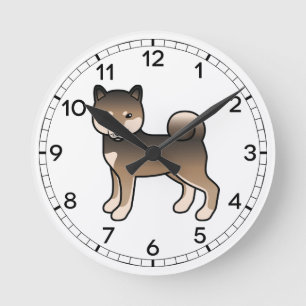 Sesame Shiba Inu Niedlich Cartoon Dog Illustration Runde Wanduhr