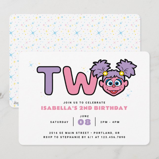 Sesame Street | Abby Cadabby 2nd Birthday Einladung (Vorne/Hinten)