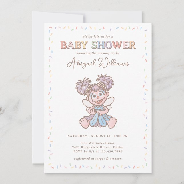 Sesame Street Abby Cadabby Confetti Babydusche Einladung (Vorderseite)