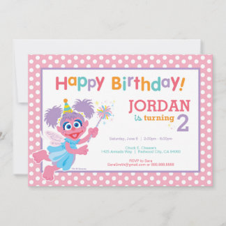 Sesame Street Abby Polka Dot Birthday Einladung