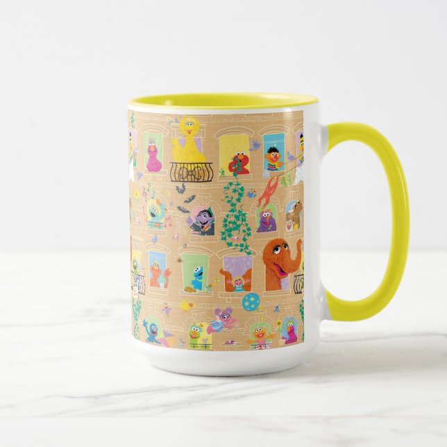 Sesame Street Apartment Windows-Muster Tasse (Rechts)
