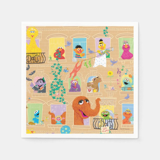 Sesame Street Apartment Windows Pattern Serviette (Vorderseite)